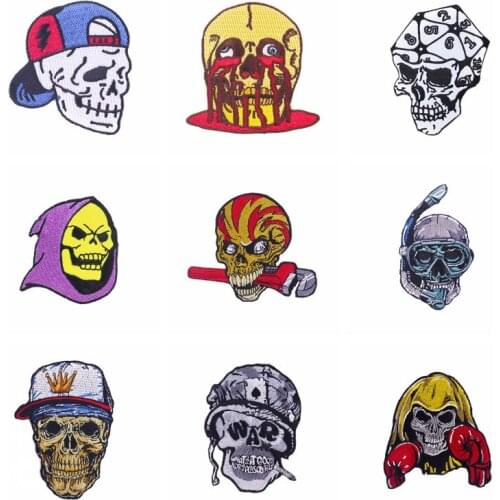 Punk Skull Patch Embroidered Patches For Clothing Iron Motorcycle Accessories Applique Decor Patch Iron on Patches For Clothes