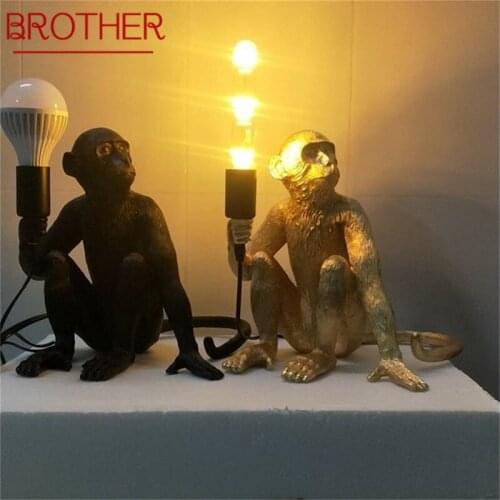 BROTHER Table Desk Light Lamps LED Resin Contemporary Creative Cartoon Monkey Decorative For Home