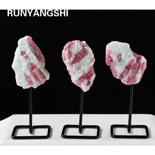 Natural Crystal ore mark Plum tourmaline Unpolished irregularity Healing Stone Art tabletop decoration For Gifts