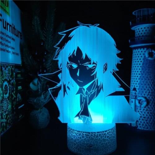 Ryunosuke Akutagawa Bungo Stray Dogs 3D Led Night Light Anime Illusion Table Night Lamp Bedroom Decor Nightlight Kid Manga Gift