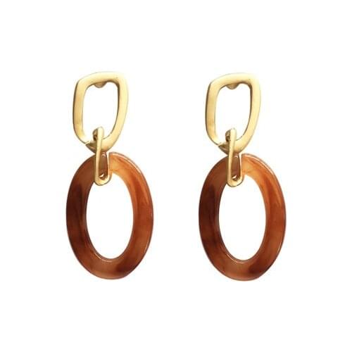 New retro beautiful long geometric oval resin earrings daily wear girls fashion jewelry friends gifts