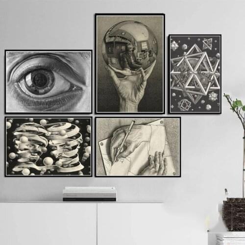 Escher Surreal Geometric Canvas Painting Posters and Printed Photos on The Wall Modern Decoration Home Decor Cuadros Frameless