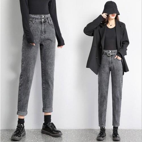 Casual Womens Jeans Straight Long Black Denim Pants Without Belt Spring Autumn Casual Slim Fit Women Trouser