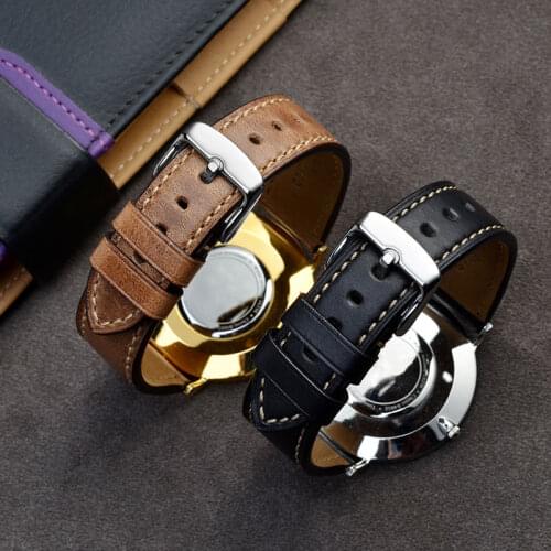 BISONSTRAP Horween Leather Watch Band 18mm 19mm 20mm 21mm 22mm 23mm 24mm,Calfskin Watch Strap,Watch Accessories for Men Women