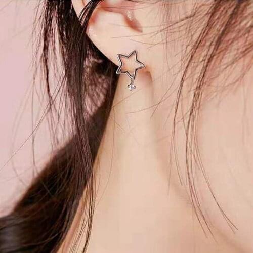 925 Sterling Silver Delicate Clear CZ Star Stud Earring Small Sized Little Girl Earrings for women Micro Pave Zirconia Bijoux