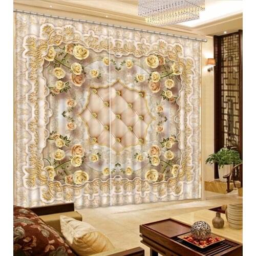Modern marble flower 3D Photo Printing Blackout Curtains For Living room Bedding room Hotel Drapes Cortinas