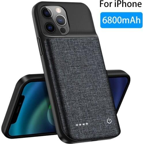 Shockproof 6800mAh Battery Charger Case Cover For iPhone 12 11 Pro Max 12 mini X XS Max XR PowerBank Case Soft Oxford Cloth