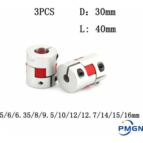 High quality 3PCS D30L40 8*14mm 5/6/6.35/8/9.5/10/12/12.7/14/15/16mm Flexible P lum Shaft Coupling CNC Stepper Motor Coupler