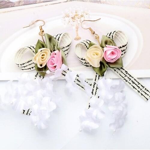 Statement Hanging Earrings Za Women 2021 Classic Handmade Colorful Flower Tassel Earrings Wholesale Fashion Jewelry Accessories