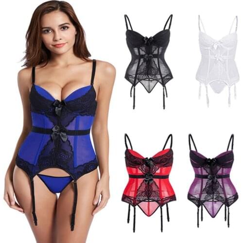 Sexy Lingerie Women Underwear Fish Boned Waist Trainer Transparent Sleepwear Corset Shoulder Strape Lingeries Purple Corset Sexy