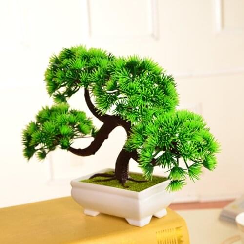 1Set Household accessories plant small tree plastic flower potted artificial flower plants bonsai for home wedding decoration