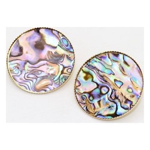 2020 New design earrings round inlaid shell earrings leopard print suede earrings for women