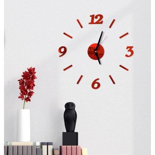 3D DIY Mini Home Wall Clock Acrylic Mirror Stickers Living Room Quartz Needle Self Adhesive Hanging Watch for Home Decoration