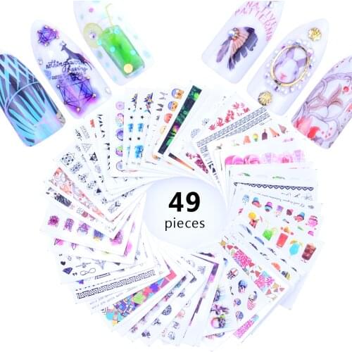 49pcs Mixed 2020 New Designs Nail Art Sticker Sets Water Decals Flower Flower Dandelion etc Slider Nails Love Manicure Set