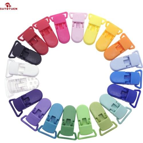 5 Pcs Sutoyuen 20mm Width D Shape Plastic Pacifier Clips Soother Dummy Suspender Teething Beads Holder Clips 20 Colors