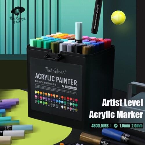 Paul Rubens Premium Acrylic Paint Marker Pens 48 Colors Water Based Quick Dry Non Toxic No Odor for Artist Painting Art Supplies