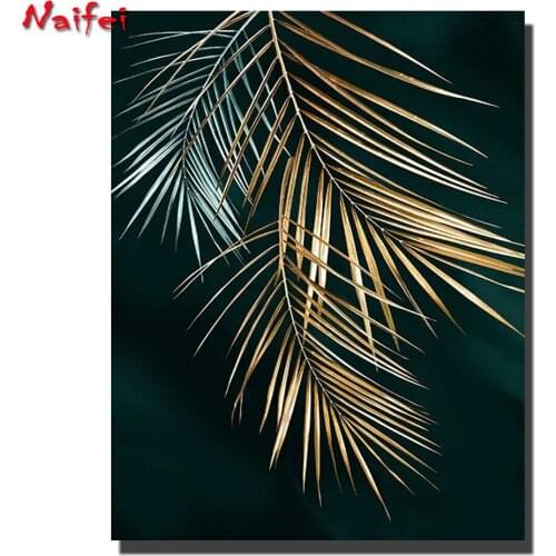 Green leaf diamond painting full drill square round diamond embroidery plant still life big size puzzle home decoration