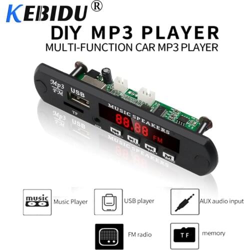 KEBIDU Car MP3 WMA WAV Decoder Board MP3 Player Car Audio USB TF FM Radio Module 5V 12V with Remote Control For Car