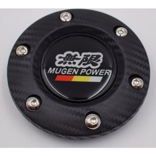 Car Styling Black Mugen Racing Car Steering Wheel Horn Button + Carbon Fiber Edge For Honda