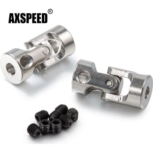 AXSPEED 2Pcs Stainless Steel RC Model Boat Cardan Gimbal Shaft Couplings Universal Joint Motor Connector with Screws