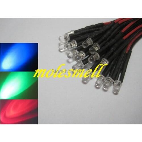 Free shipping 1000pcs 3mm 5v red/blue/green rgb fast flashing flash LED Light Set Pre-Wired 3mm 5V DC Wired blinking rgb led