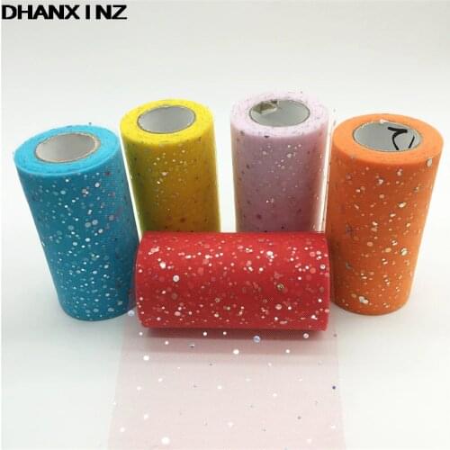 25YardX13cm Glitter Sequin Tulle Roll Crystal Organza Sheer Gauze Element Table Runner&Christmas Supply/Wedding Party Decoration