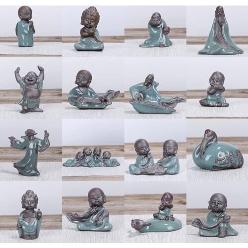 F Bonsai Fairy Garden Ornament Ceramic Figure Ge Yao Zen Meaning Little Monk Micro Landscape Home Decoration Accessories Tea Pet
