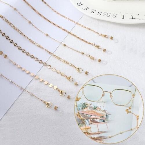 1PC Glass Chain Women Pearls Sunglasses Chains Gold Eyeglasses Chains Sunglasses Holder Necklace Eyewear Retainer Accessories