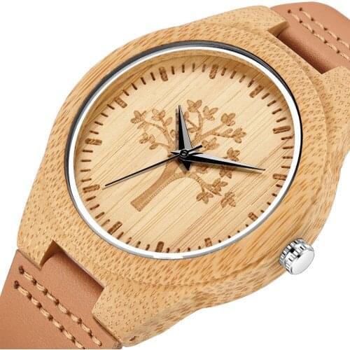 Simple Tree Wood Watch Men Women Display Analog Quartz Timepieces Mens Genuine Leather Wrist Wooden Watches reloj masculino
