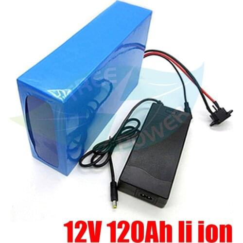 PVC 12V 100Ah 120Ah lithium li ion battery pack built-in BMS for golf cart solar energy motor home boat+10A charger