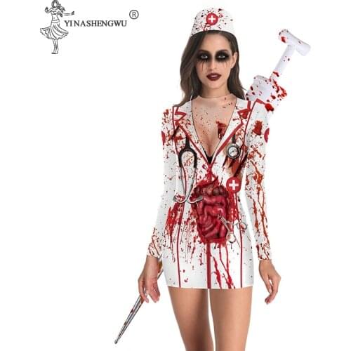 Halloween Costume M, XL Adult Ragged Sexy Scary Mummy Costumes Cosplay Zombie Costumes Blood Sexy Nurse Costumes for Women