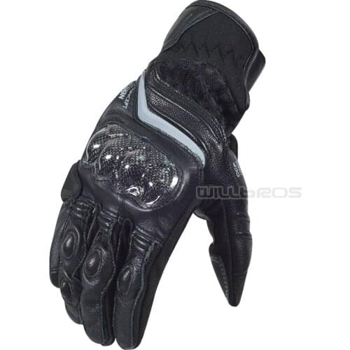 Carbon 3 Leather Gloves Motorcycle Guantes Motorbike Motocross Scooter Street Moto Riding Black Luvas Mens
