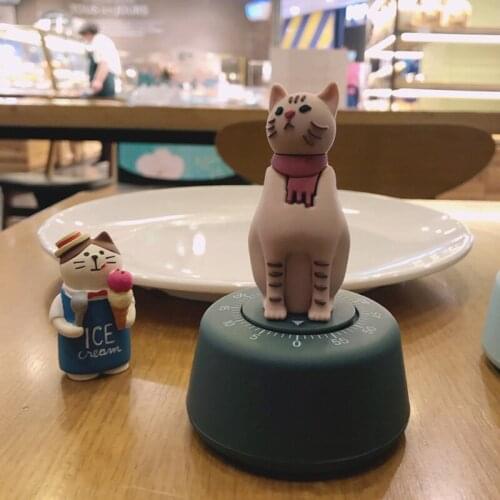 55 Minutes Kitchen Timer Mechanical Cooking Alarm Counter Clock Baking Reminder Cute Cat Cartoon Manual Countdown Japanese Watch