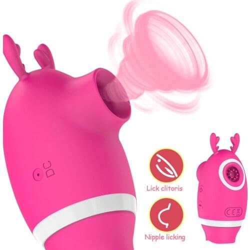 Licking Nipple Sucking Vibrator Sex Toy for Women 5 Frequency Silicone Sex Oral Clit Vagina Stimulator
