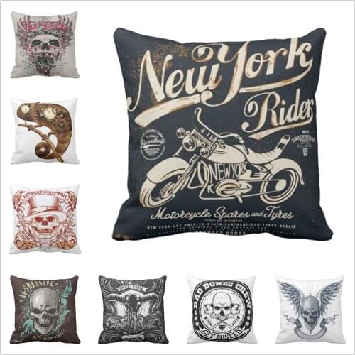 Pillow case Punk Skull Cushion Cover Cotton polyester Printed Throw Pillows Decorative