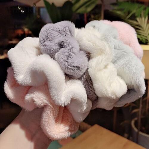 New Women Winter Warm Wool Hair Scrunchie Rubber Bands Girls Solid onytail Holder Elastic Hair Ties Hair Bands Hair Accessorie