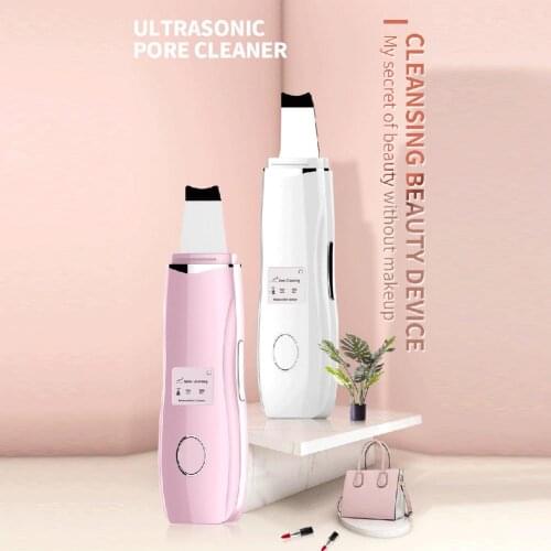 Rechargeable Ultrasonic Ion Face Skin Scrubber Facial Cleaner Cleansing Spatula Peeling Vibration Blackhead Removal Exfoliating