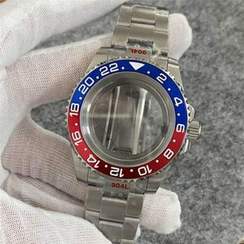 For NH35 Transparent Back Case + Sand Strap + Ring Sapphire Glass Watch Case For NH36 Extension Buckle 40mm Automatic Movement