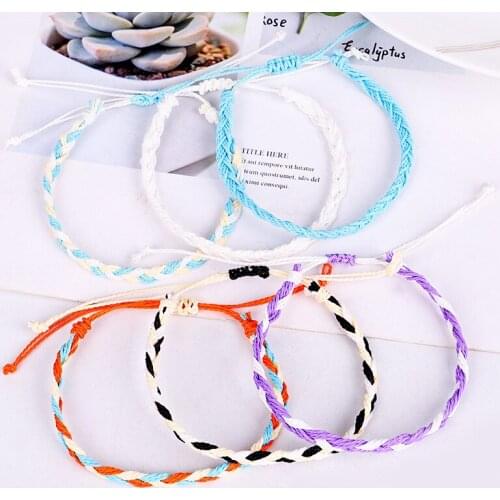 QiLuxy Vintage Wax Line Handmade Braid Rope Bracelets Simple Colorful Waveing Lucky String Bracelets for Women Jewelry Gift