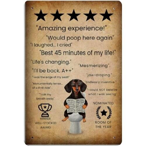 Retro Vintage Metal Sign Vintage Dachshund Amazing Experience Room of The Year Well Stocked Award Reproduction Metal Tin Sign