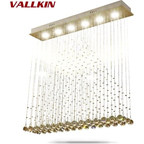 Modern LED Ceiling Chandeliers Luxury Indoor Chandelier Crystal Lamps Rectangle Dining Room Restaurant Hanging Lamp Fixtures