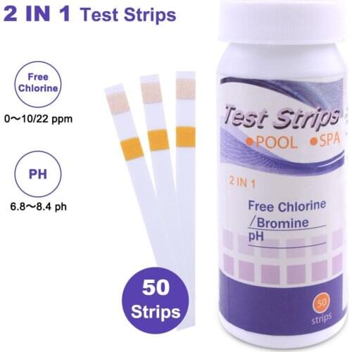 Yieryi 50Pcs/Bottle 2-in-1 PH Test Strips Swimming Pool Total Chlorine Test Paper Multi-functional Spa Litmus Tester Paper