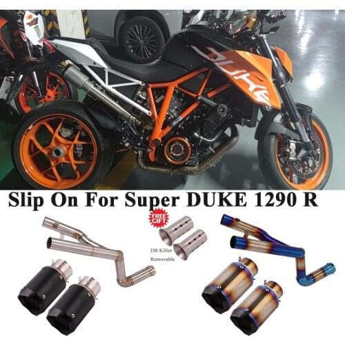 Titanium Alloy Slip On For 1290 Super DUKE 1290 R Motorcycle GP Exhaust Escape Modify Middle Link Pipe Carbon Muffler DB Killer