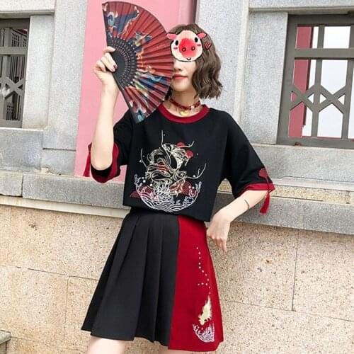 Harajuku Chinese Top Japanese Sweets Ladies Tops And Blouses 2021 Preppy Style Chinese Style Clothing Women Clothes 30771