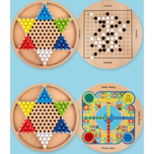 2 in 1 Traditional Chinese Checkers Board Game with Coloured Pegs for Adults