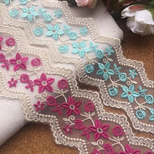 6.2cm Wide High Quality Gauze Flower Embroidery Fine Lace Clothing DIY Headwear Decoration Accessories Home Furnishing Sewing