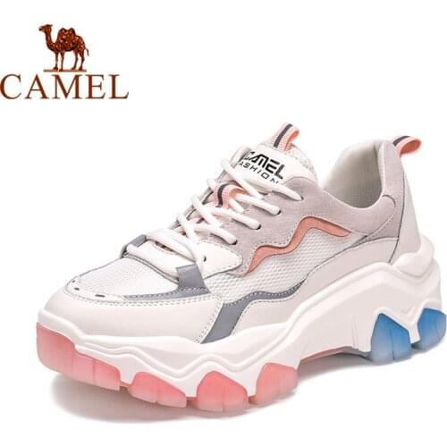 CAMEL Spring Summer New Fashion Thick Sole Breathable Mesh Casual Sports Shoes Womens Sneakers Women Chunky Sneaker Shoes