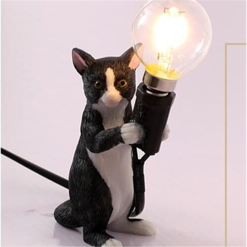 Animals Table Lamps Nordic Childrens Bedroom Resin Cat Table Light Desk Lamp Luminaire home Decor night light Lighting Fixtures