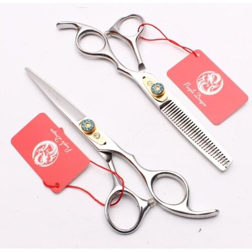 1Pair 6" 17.5cm Japan 440C Purple Dragon Hairdressing Scissors Cutting Shears Thinning Scissors Professional Hair Scissors Z1025