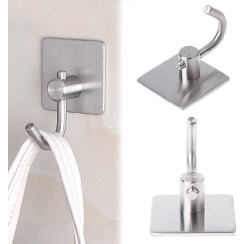 1Pc Adhesive Sticker Stainless Steel Rustproof Hook Wall Door Clothes Towel Hanger